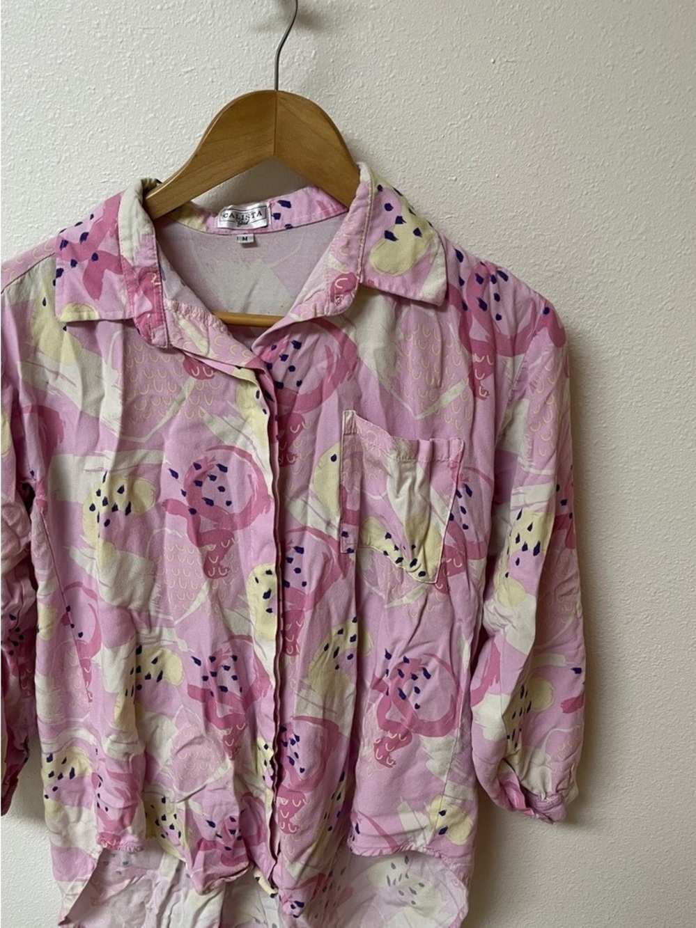 Women's Pink Patterned Button-Front Jacket